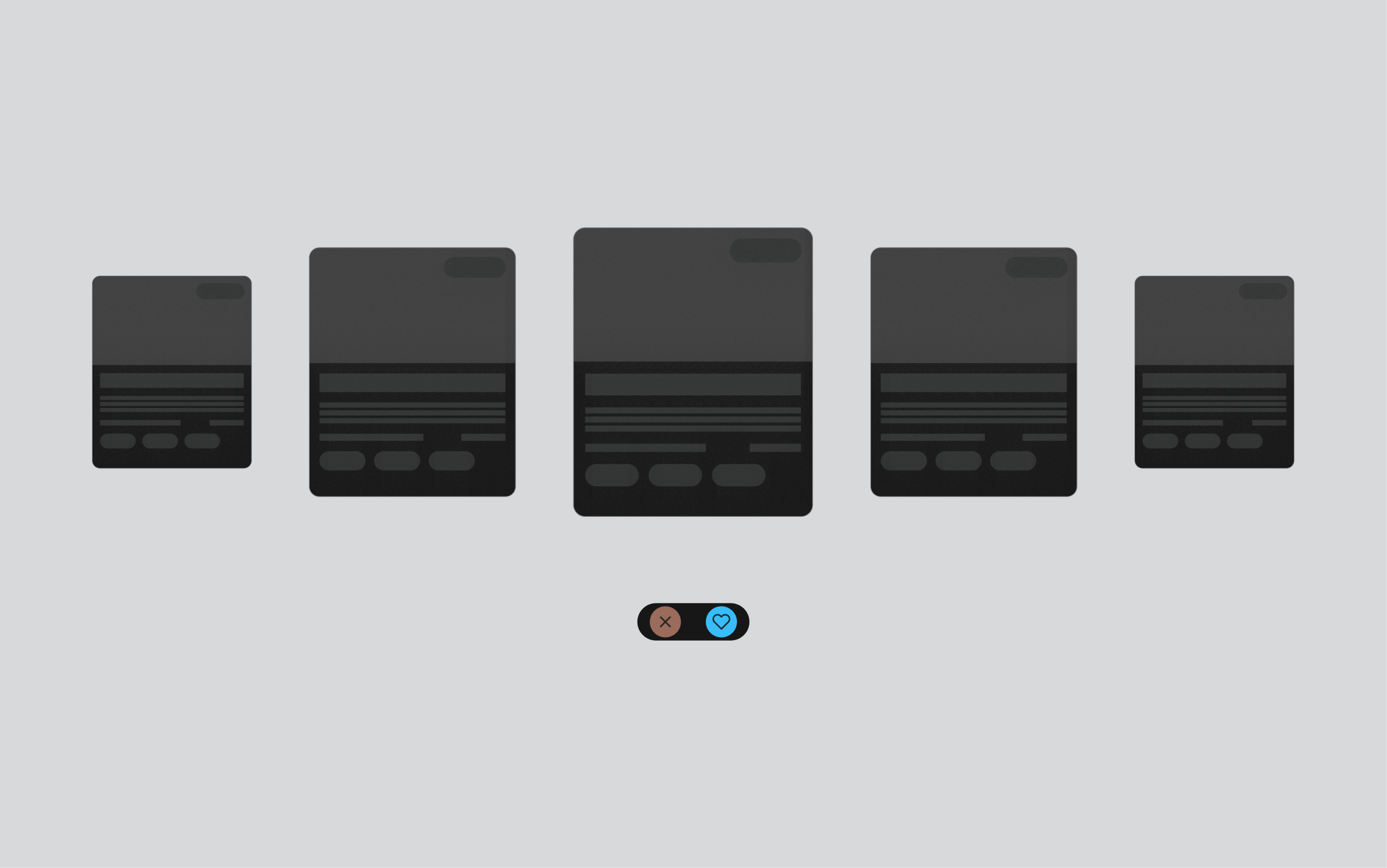 Desktop 5-card carousel with center card in focus